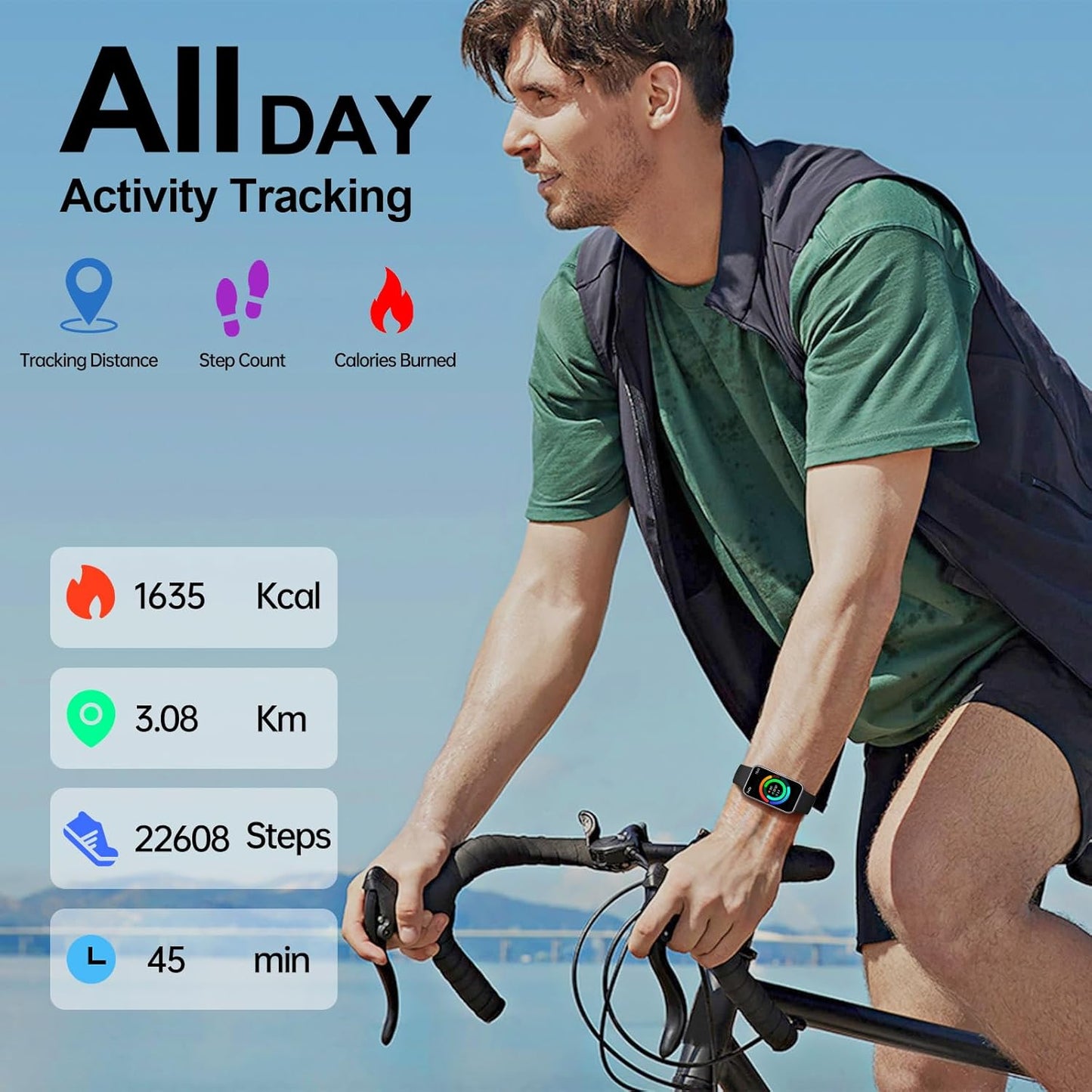 Fitness Tracker with Heart Rate & Sleep Monitor, Bluetooth Smartwatch with Calls, Blood Oxygen, IP68 Waterproof, Step Counter & 20 Sport Modes for Men & Women