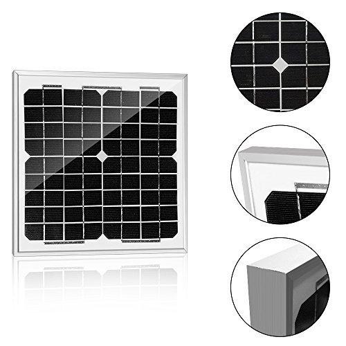 ACOPower 10W 12V Solar Charger Kit, 5A Charge Controller With Alligator Clips