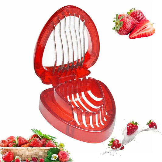 Red Strawberry Slicer Plastic Fruit Carving Tools-0